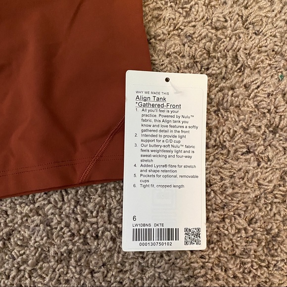 Lululemon Gathered Front Align Tank NWT sz 6 - Picture 2 of 3